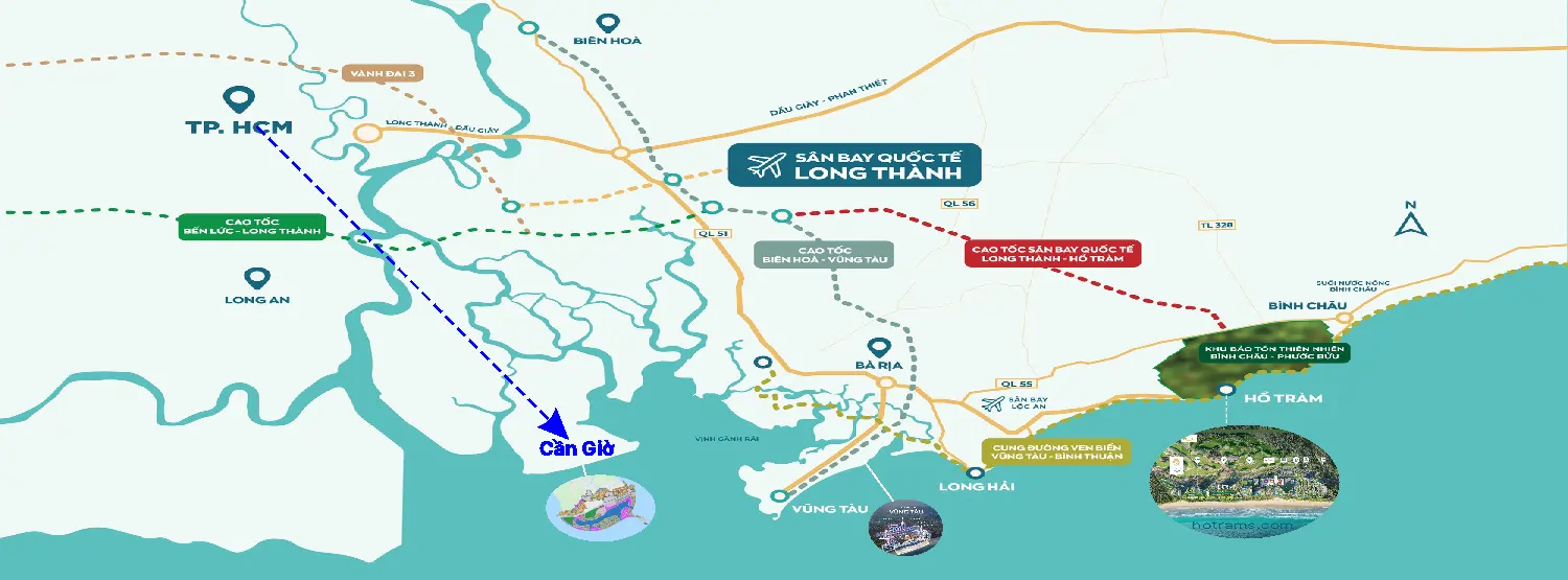 kết nối giao thông các tuyến đường từ hồ tràm đi vũng tàu về Hồ Chí Minh